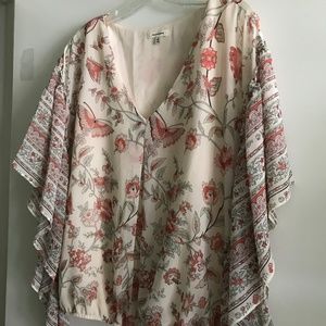 Max Studio Coral and Cream Blouse, Sz S